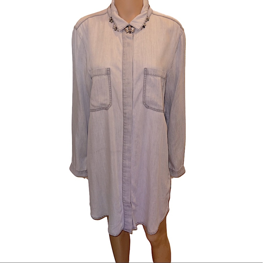 NWT~VILA-Grey Denim oversized shirt/shirt dress
